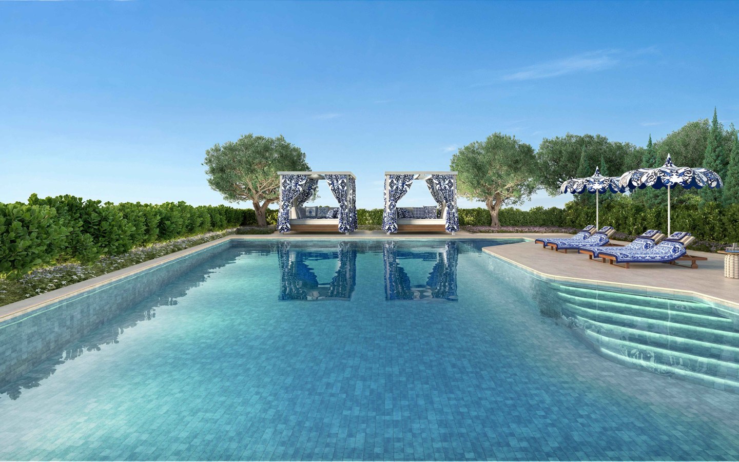 Perspectiva oficial da piscina descoberta do CAPRI