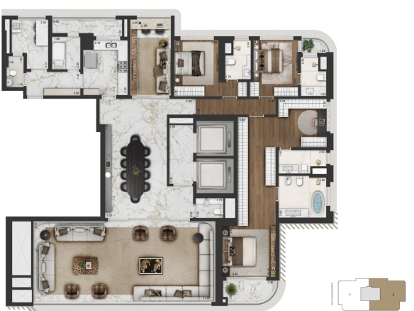 Planta oficial opção 1 de 279 m² do CAPRI