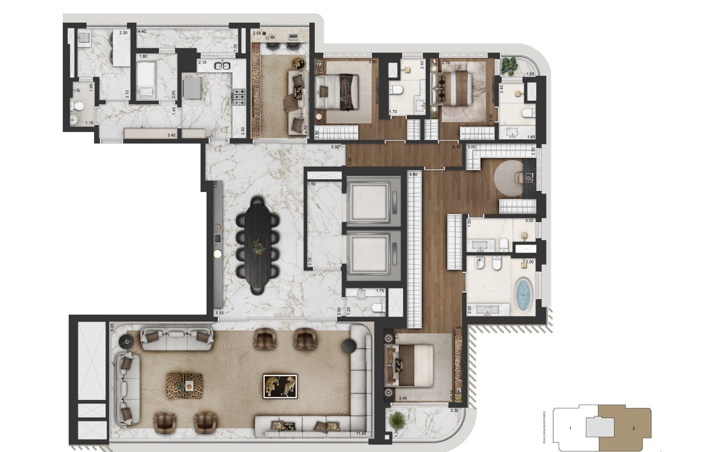 Planta oficial opção 1 de 279 m² do CAPRI