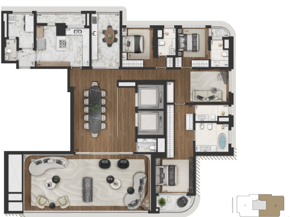 Planta oficial opção 2 de 279 m² do CAPRI