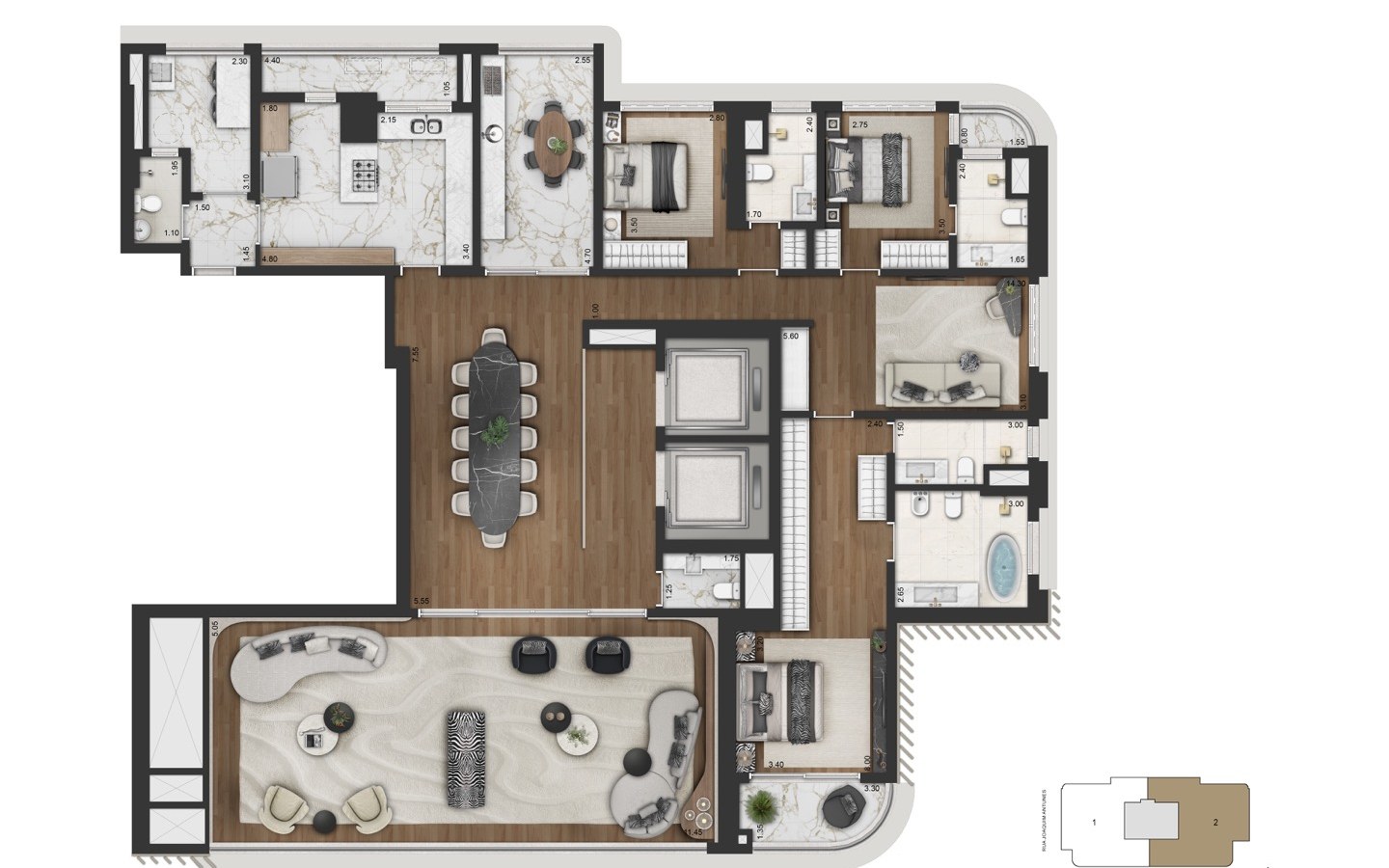 Planta oficial opção 2 de 279 m² do CAPRI
