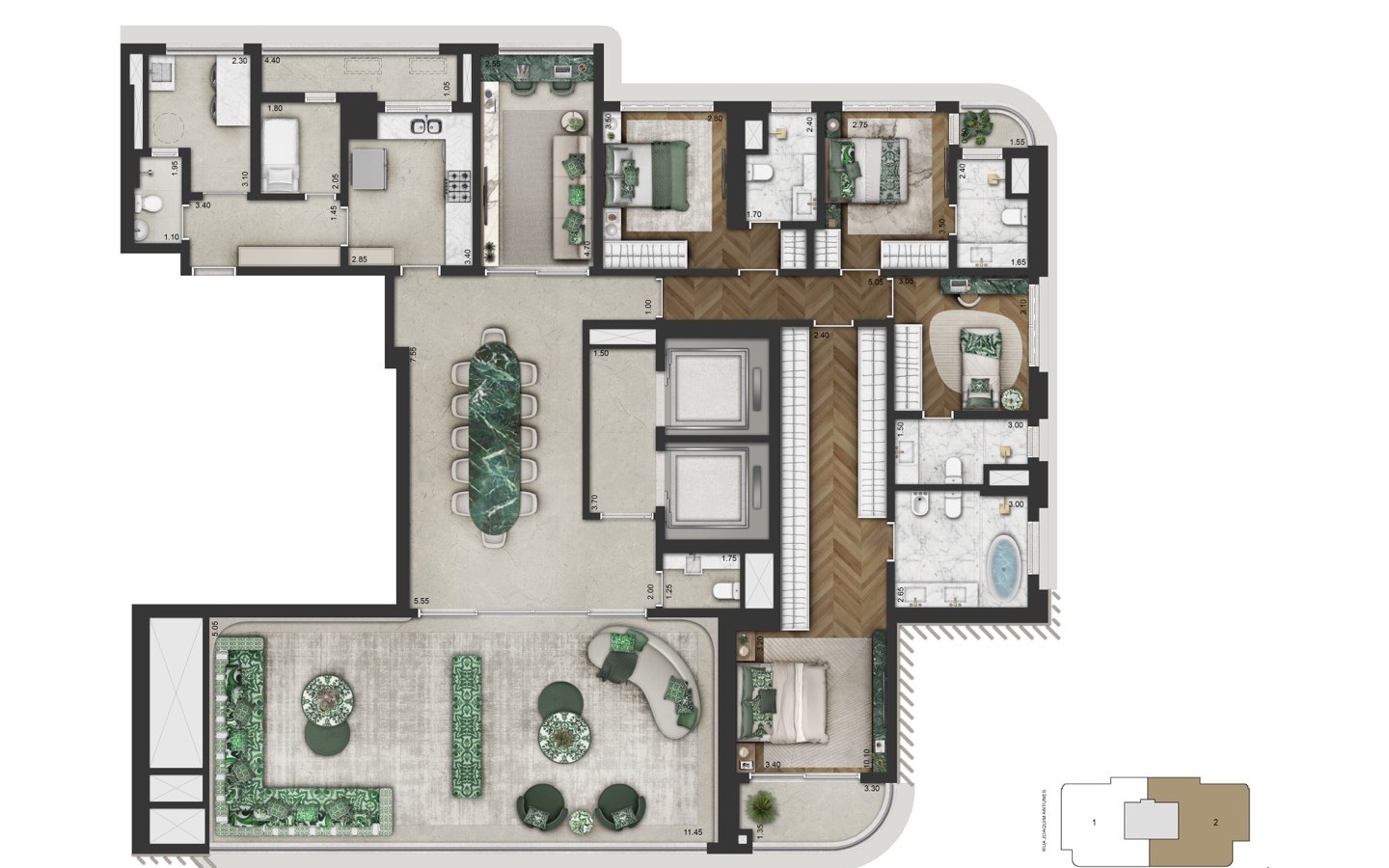 Planta oficial padrão de 279 m² do CAPRI