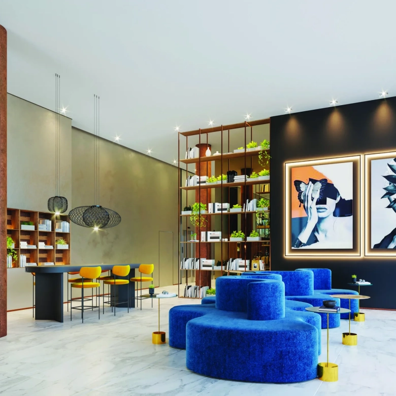 Perspectiva oficial do coworking do Cyrela For You Moema