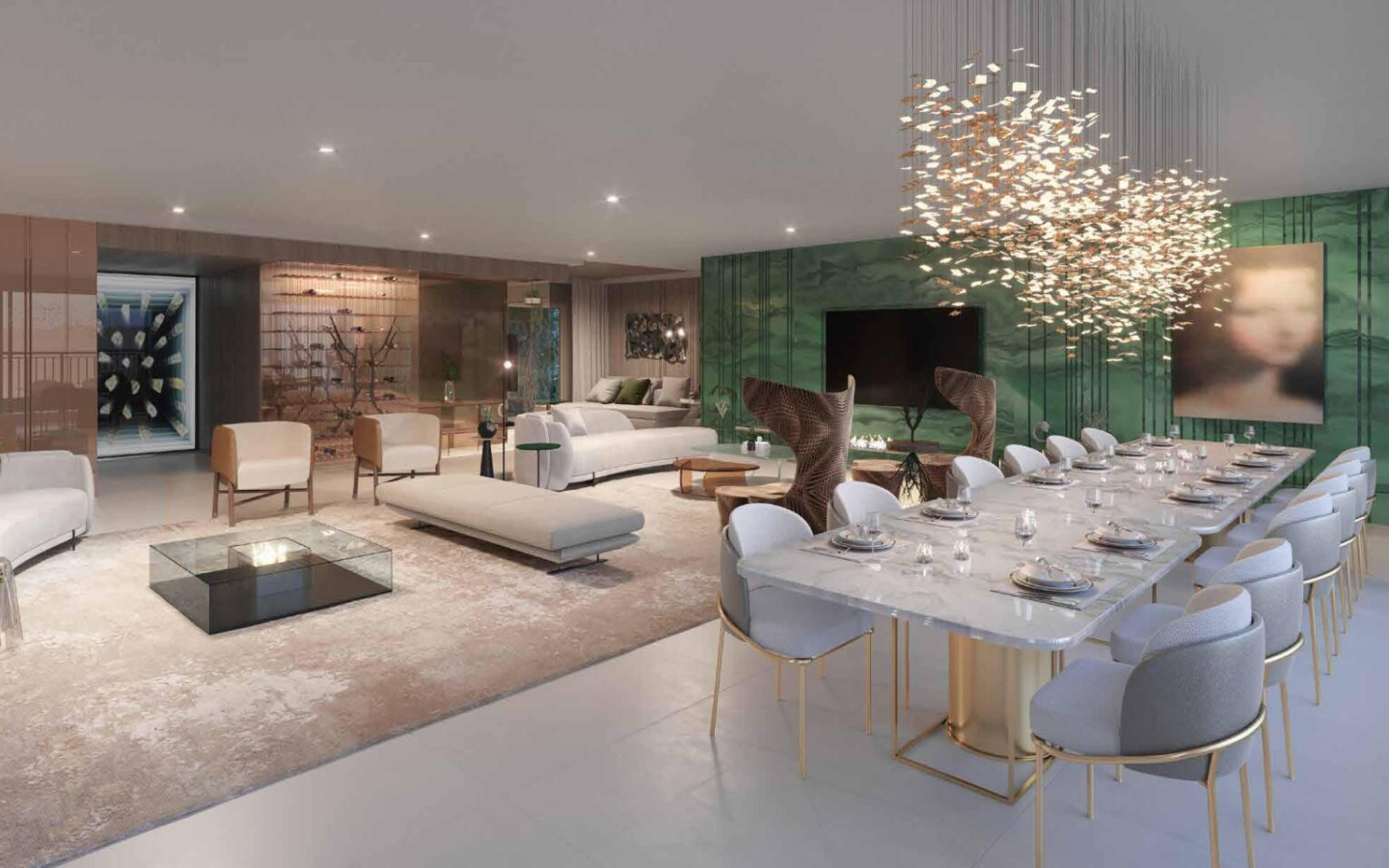 Living oficial do apartamento de 273 m² do Cyrela Moema by YOO