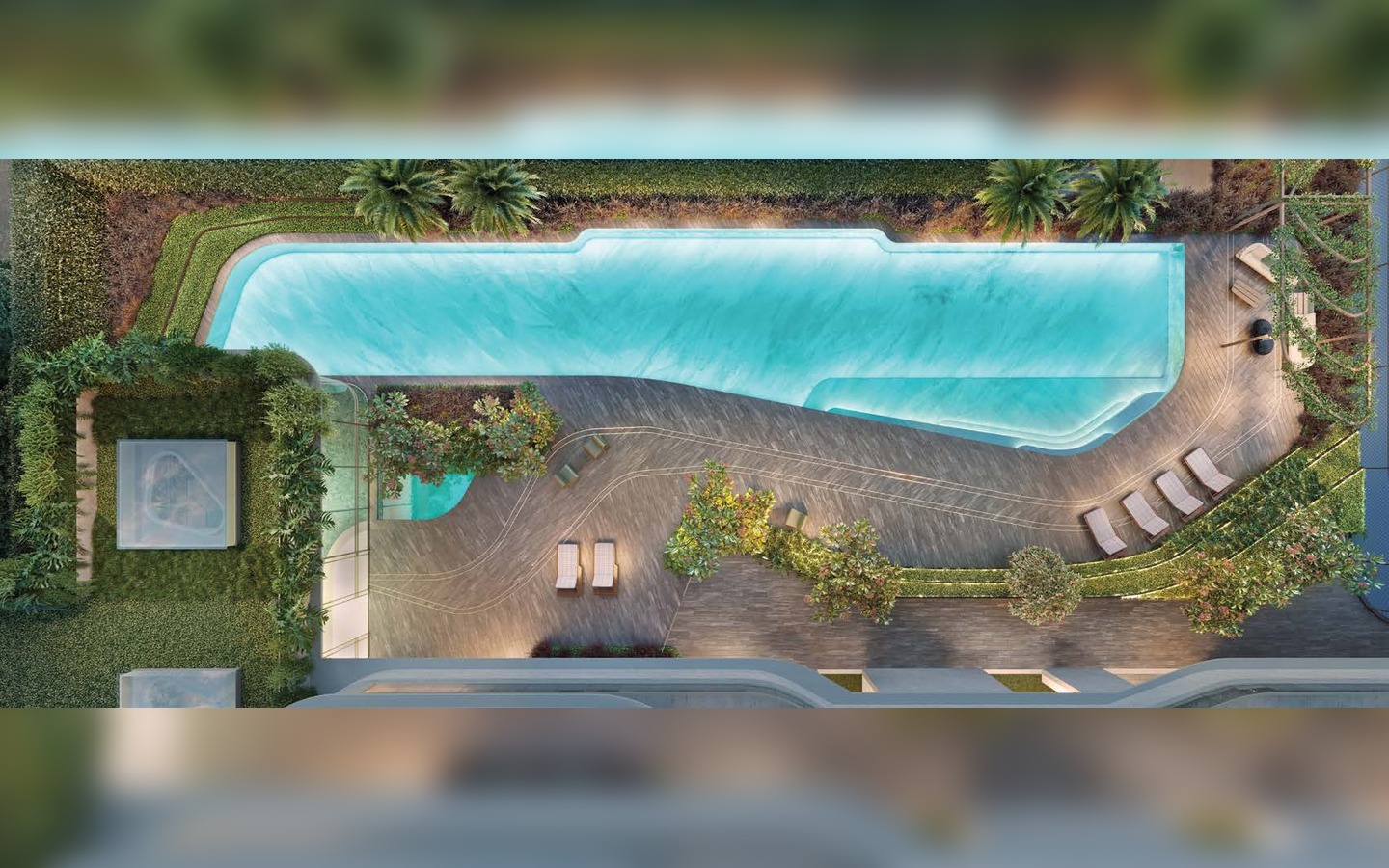 Epic Jardim Europa Design by Pininfarina – Atendimento Especializado (11) 4237-8776 Vista aérea da piscina descoberta do Epic Jardim Europa