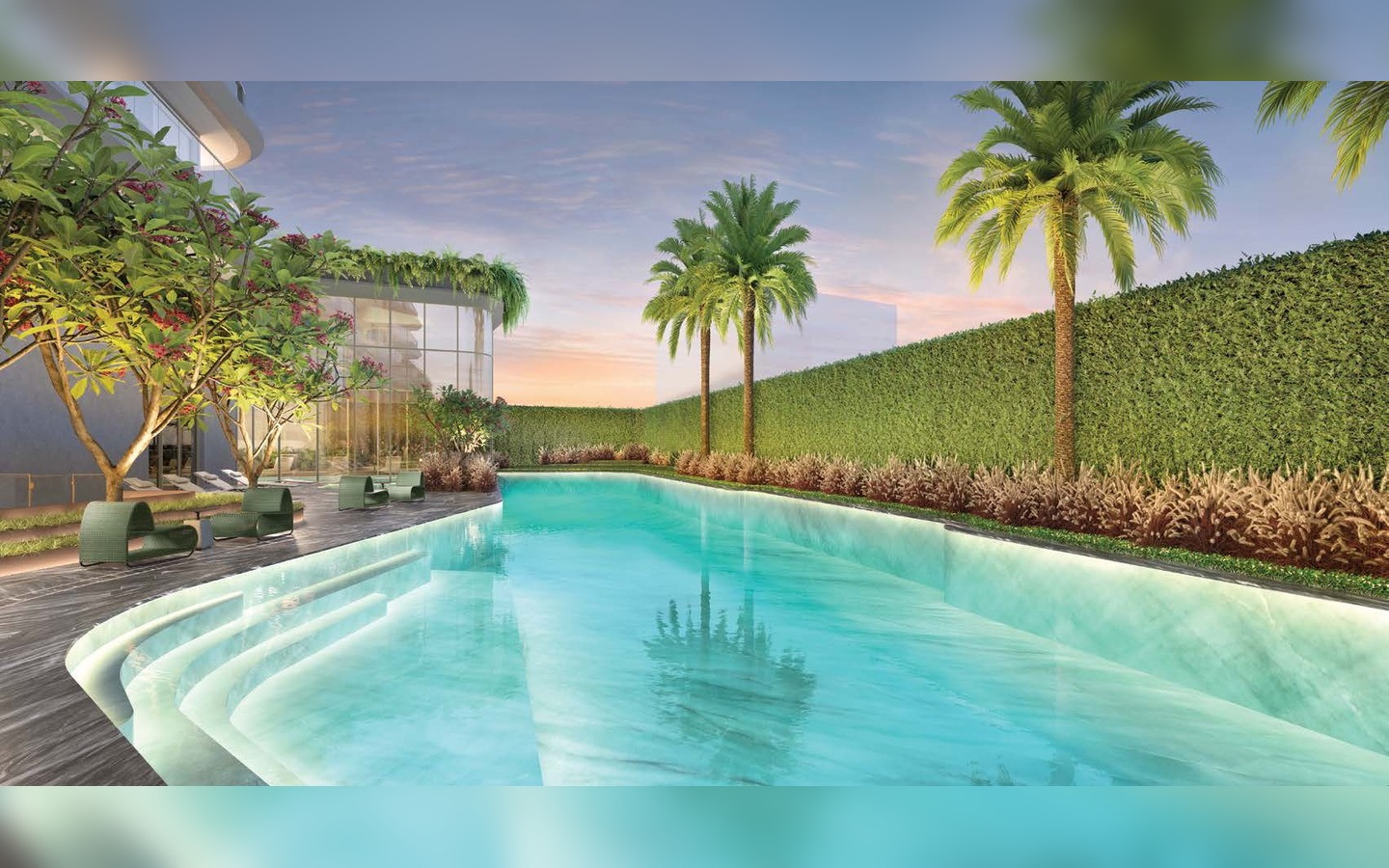 Epic Jardim Europa Design by Pininfarina – Atendimento Especializado (11) 4237-8776 Piscina descoberta do Epic Jardim Europa em área ajardinada