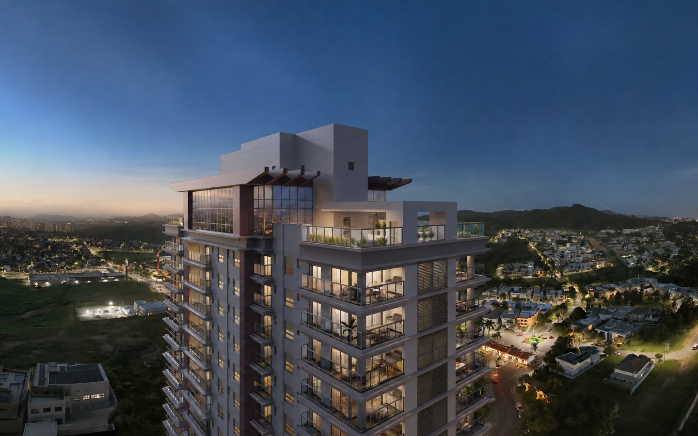 Rooftop do Eternity Residence com vista de Alphaville