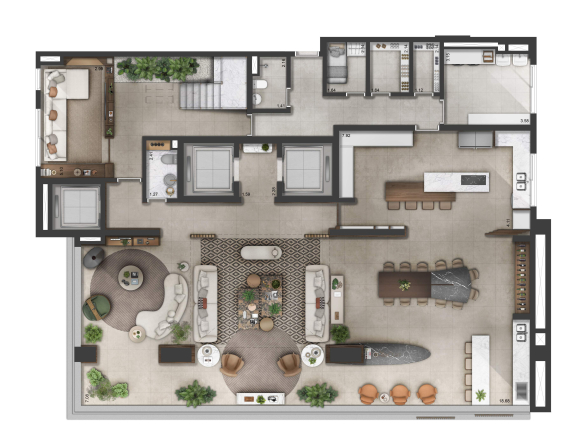 Florà Alphaville — planta duplex inferior 565 m² decorado
