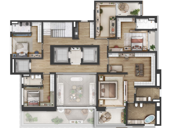 Florà Alphaville — planta duplex superior 565 m² decorado