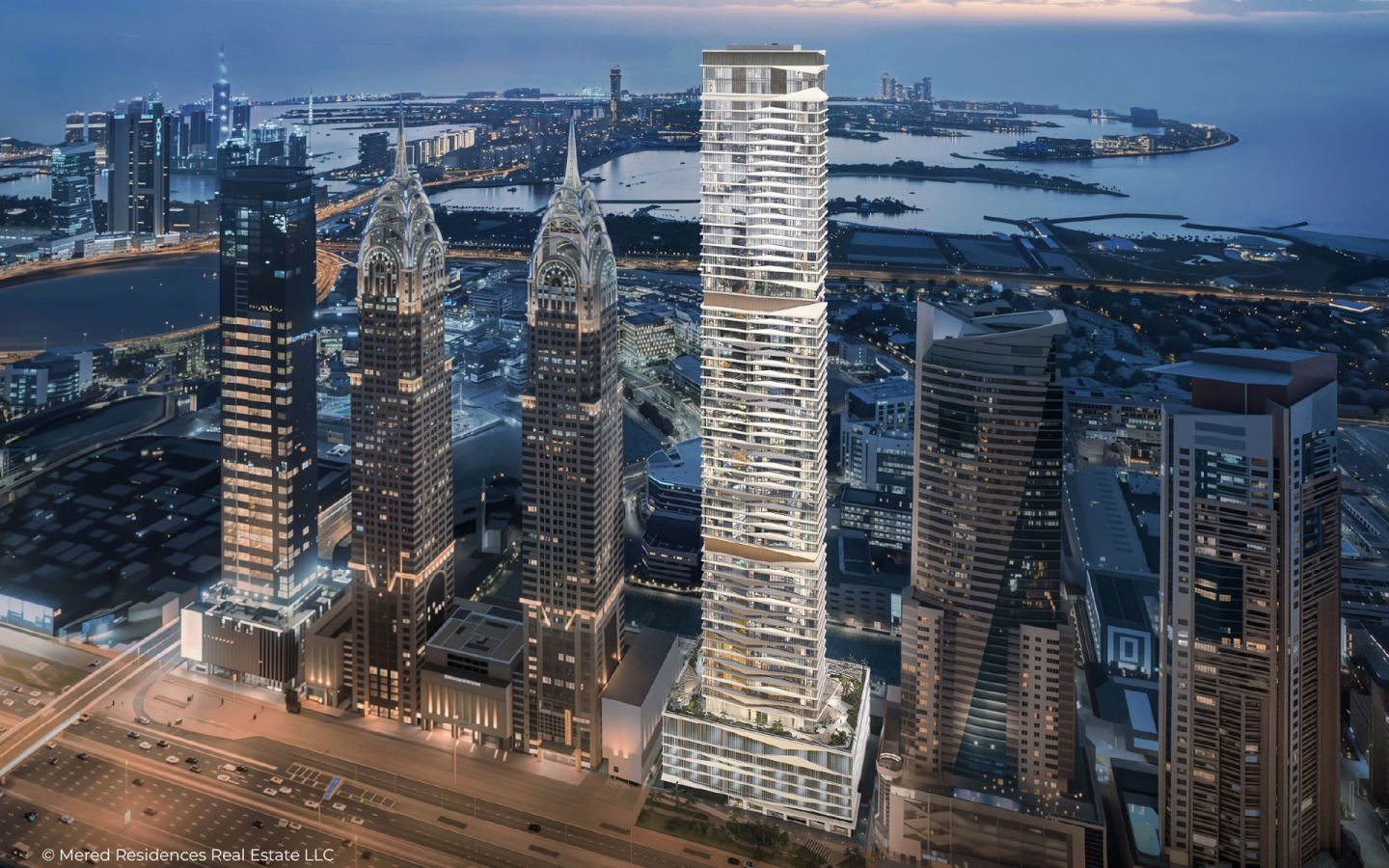 Perspectiva da fachada do ICONIC Residences by Pininfarina em Dubai