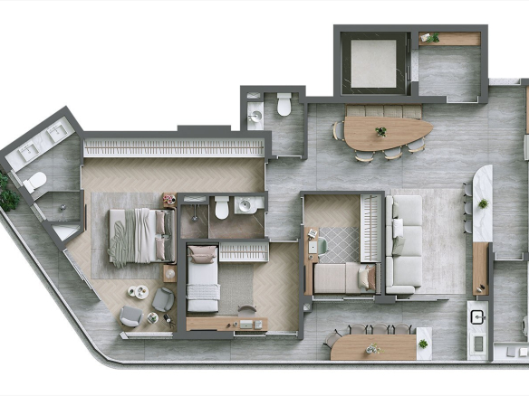 Planta de 110 m² com 3 dormitórios no Infinity Alphaville