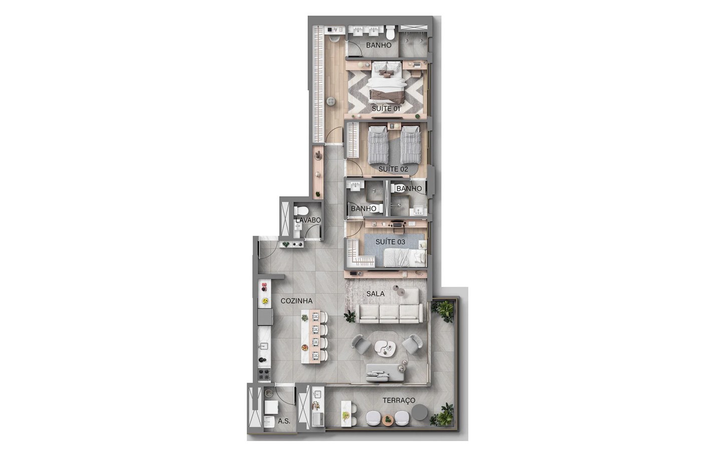 KA’A Home Boutique – Atendimento Especializado (11) 4237-8776 Planta de 130 m² com 3 suítes no KA'A Home Boutique
