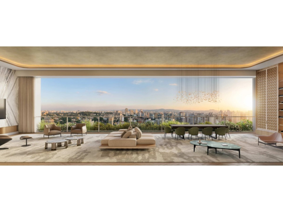 Living do apartamento de 283 m² do La Galerie Moema