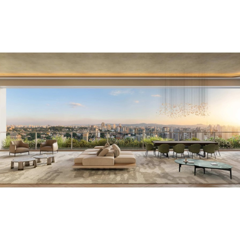 Living do apartamento de 283 m² do La Galerie Moema