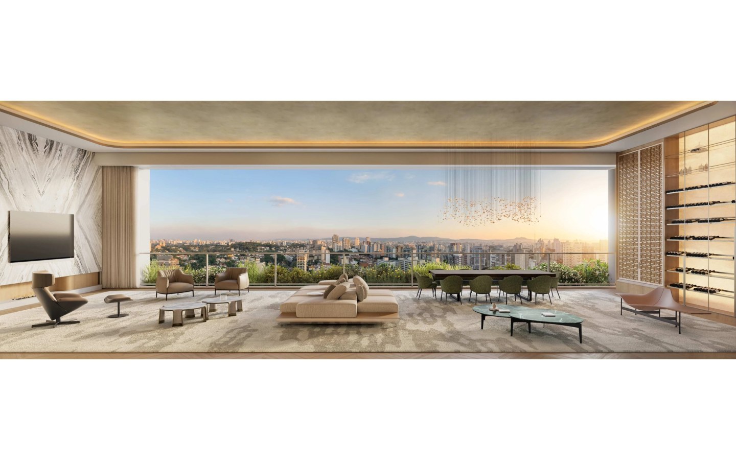 La Galerie Moema – Atendimento Especializado (11) 4237-8776 Living do apartamento de 283 m² do La Galerie Moema