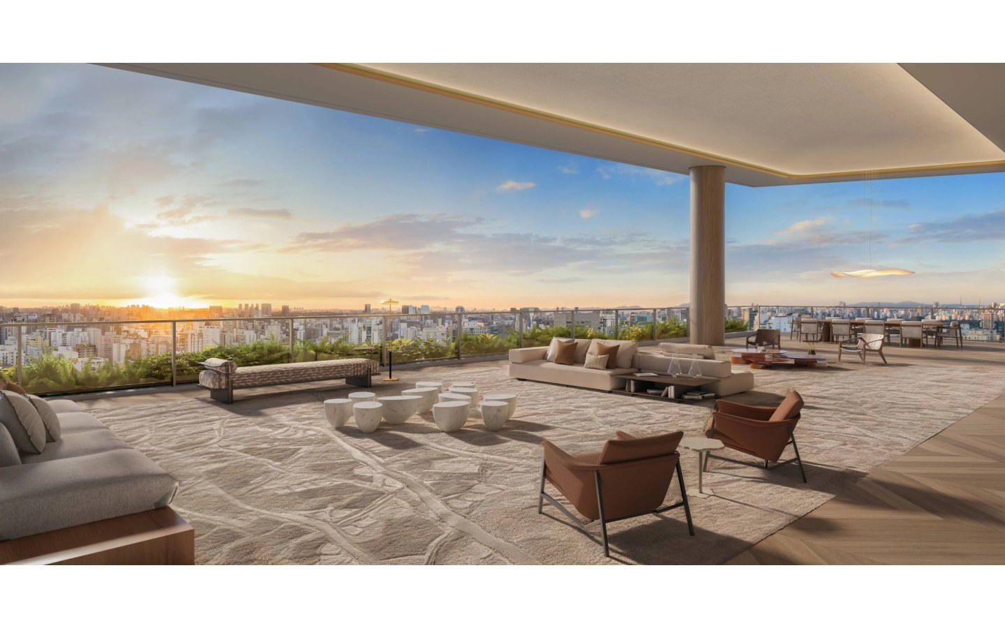 Living do apartamento de 345 m² do La Galerie Moema