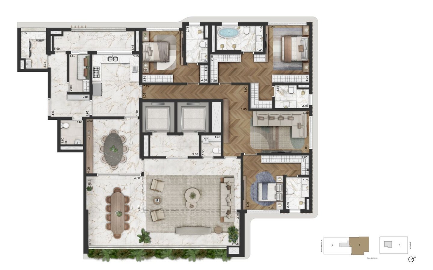 La Galerie Moema – Atendimento Especializado (11) 4237-8776 Planta opção de 283 m² do La Galerie Moema