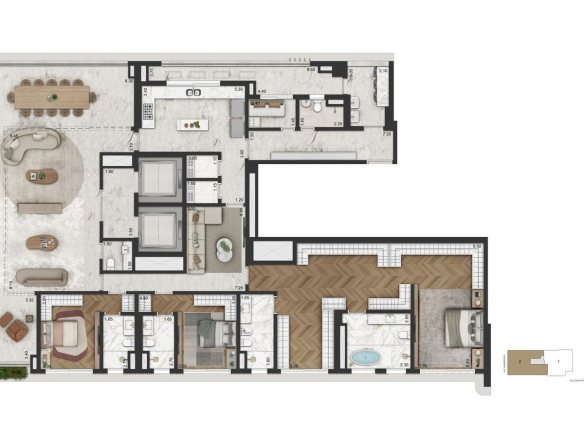 Planta opção de 345 m² do La Galerie Moema