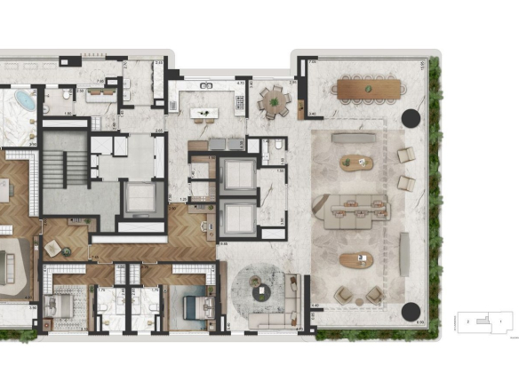 Planta opção de 416 m² do La Galerie Moema