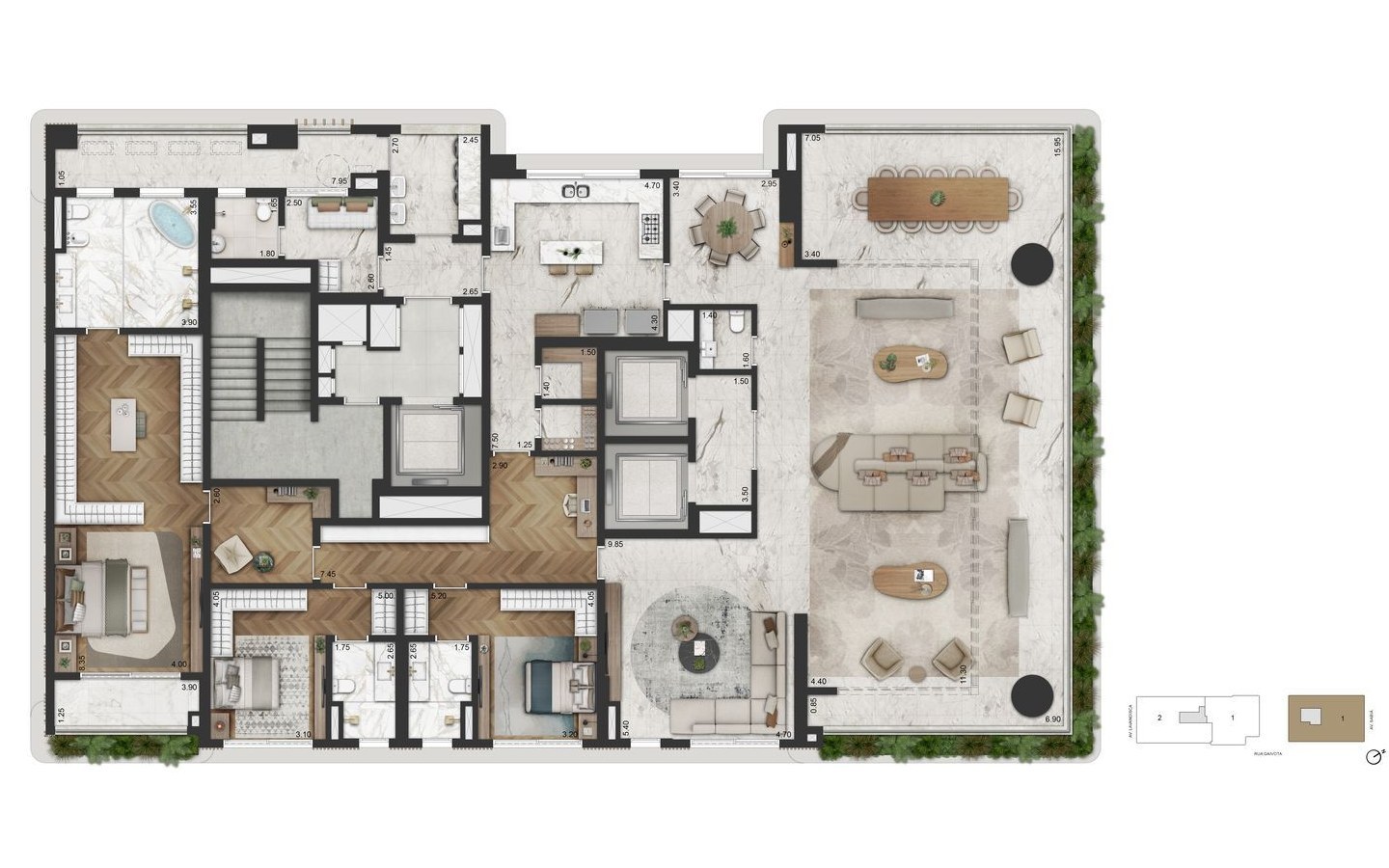 La Galerie Moema – Atendimento Especializado (11) 4237-8776 Planta opção de 416 m² do La Galerie Moema