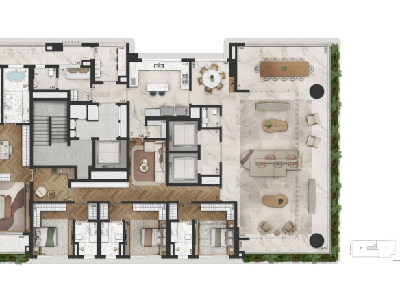 Planta tipo de 416 m² do La Galerie Moema