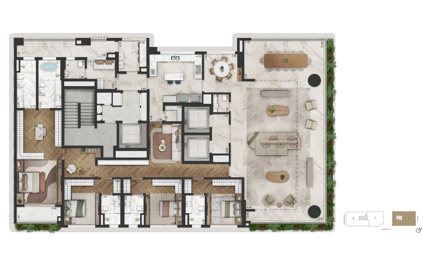 La Galerie Moema – Atendimento Especializado (11) 4237-8776 Planta tipo de 416 m² do La Galerie Moema