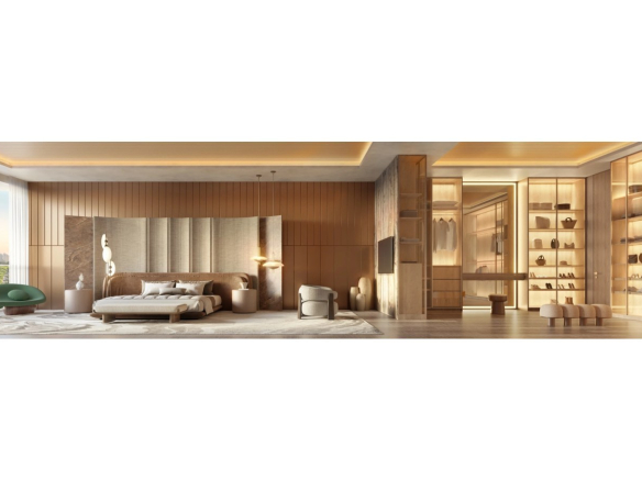 Suíte master do apartamento de 416 m² do La Galerie Moema