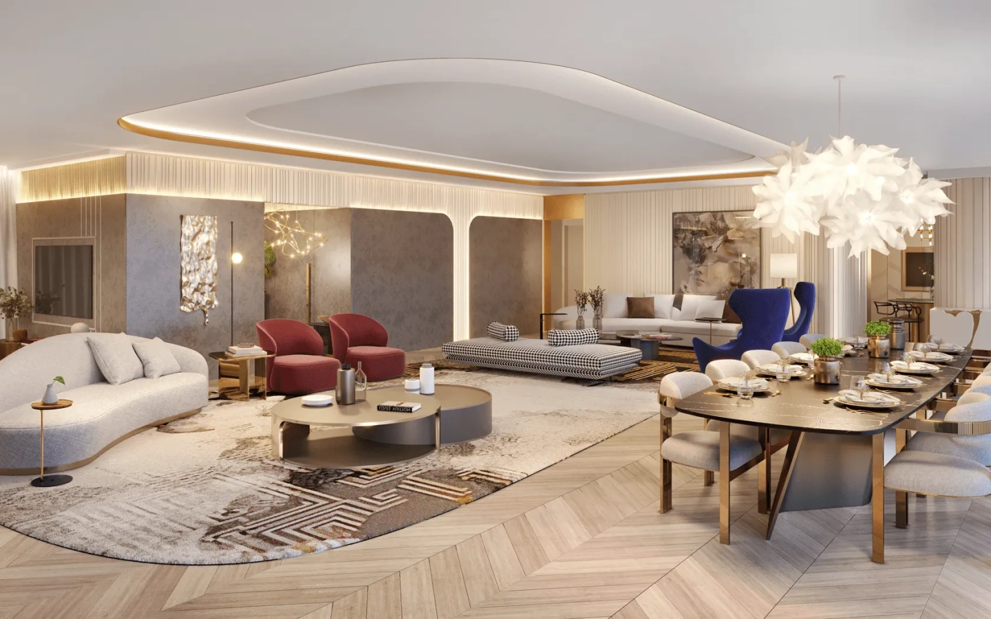 Perspectiva oficial do living do apartamento de 254 m² do LIS Moema | Île Saint-Louis