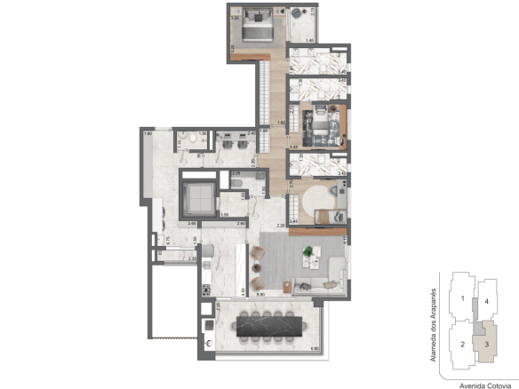 Planta padrão oficial de 174 m² do LIS Moema | Île Saint-Louis