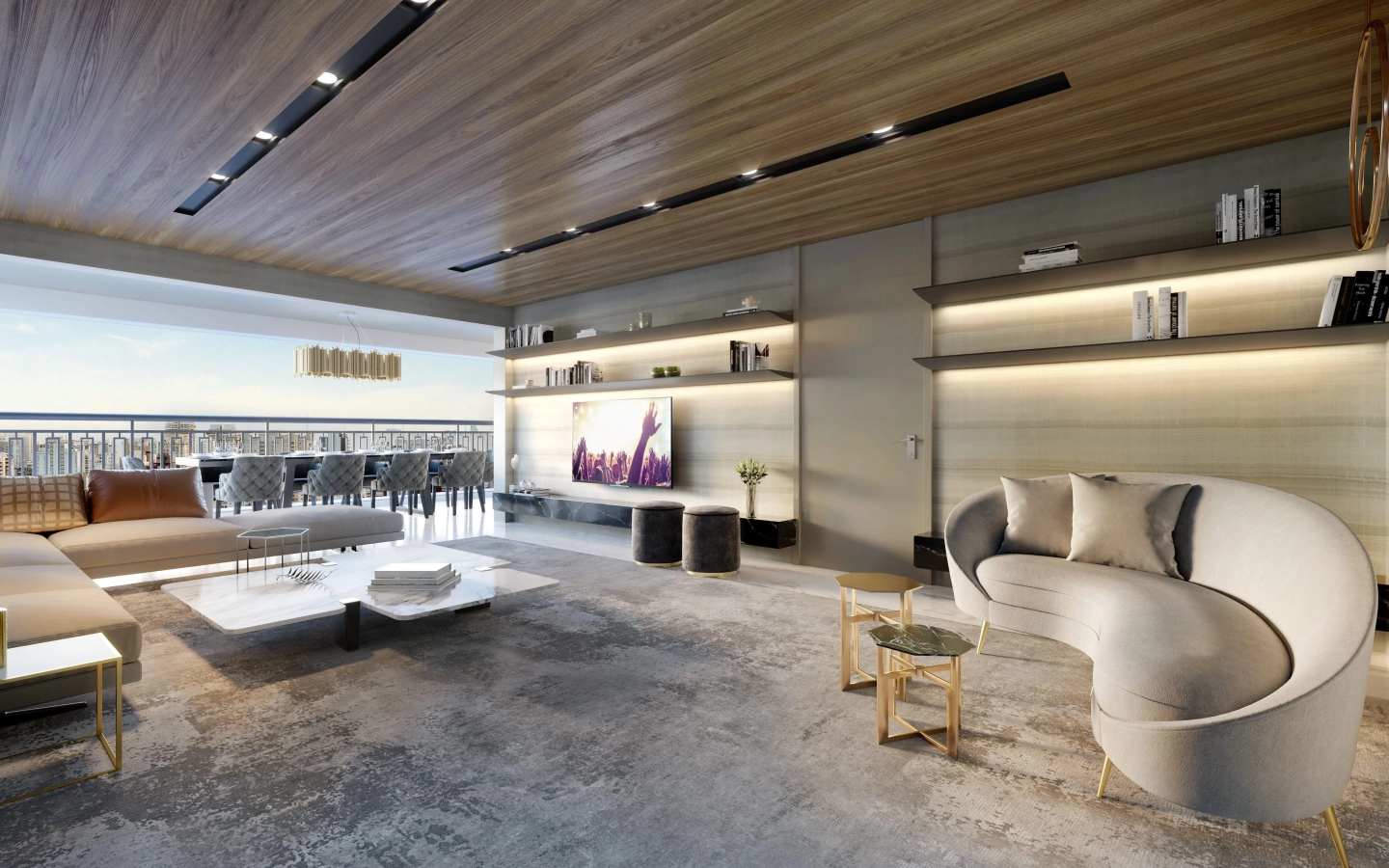 Moema by Cyrela – Living 1440×900 Perspectiva oficial do living do Moema by Cyrela