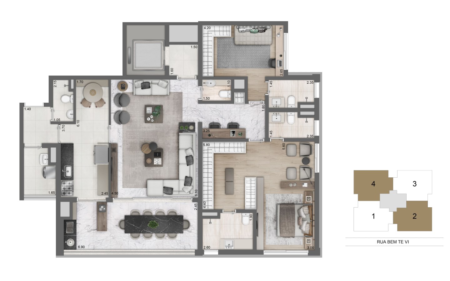 Moema by Cyrela – Planta 2 Suítes 148 m² 1440×900 — 1440 x 900 Moema by Cyrela