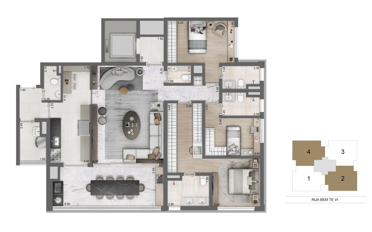 Moema by Cyrela – Planta Opção 148 m² 1440×900 — 1440 x 900 Moema by Cyrela