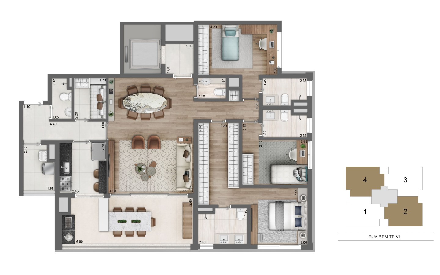 Moema by Cyrela – Planta Padrão 148 m² 1440×900 — 1440 x 900 Moema by Cyrela