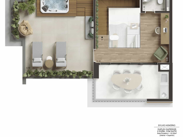 Pavimento superior do duplex de 132 m² no NID Alphaville