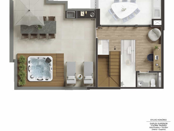 Pavimento superior do duplex de 153 m² no NID Alphaville