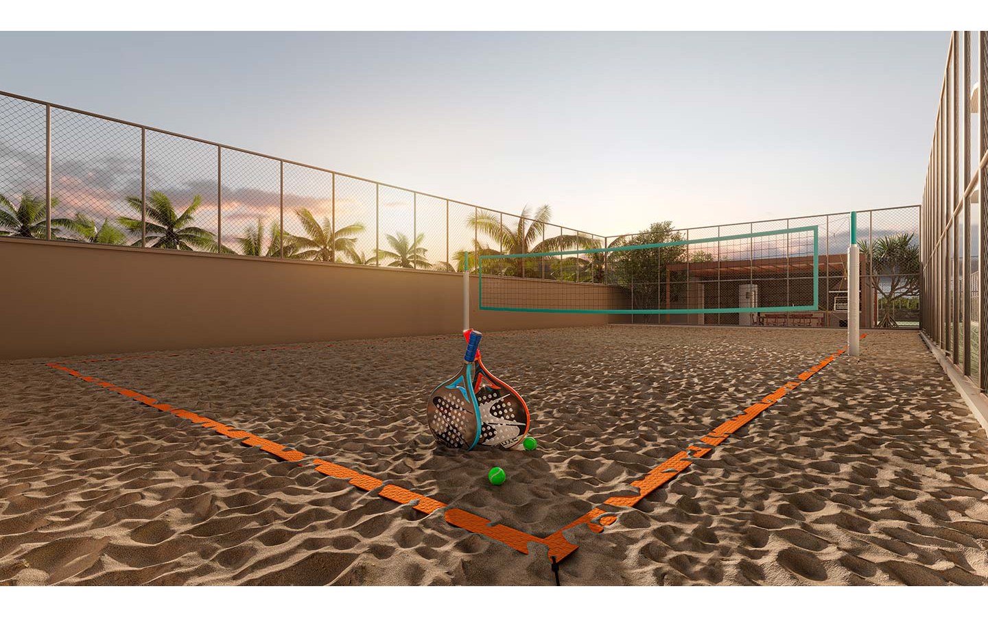 Oásis Home Resort em Alphaville — quadra de beach tennis