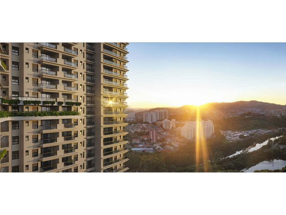 Oásis Home Resort em Alphaville — fachada e vista para a área verde