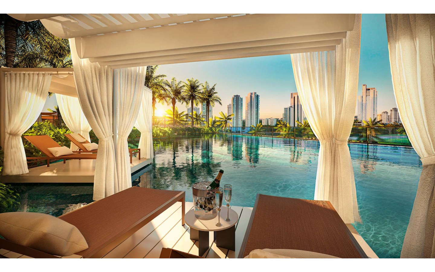Oásis Home Resort em Alphaville — bangalô junto à piscina