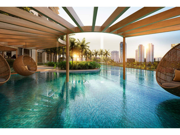 Oásis Home Resort em Alphaville — piscina e área de descanso
