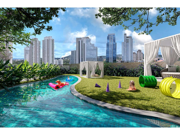 Oásis Home Resort em Alphaville — lounge pet com piscina