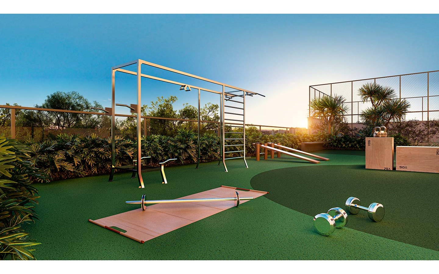 Oásis Home Resort em Alphaville — academia externa