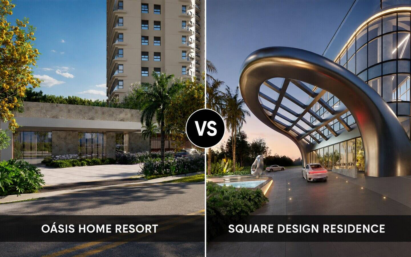 Comparativo entre as portarias do Oásis Home Resort e Square Design Residence