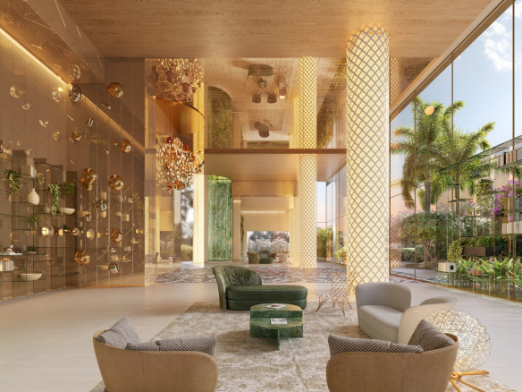 Segunda perspectiva do lobby do On The Sky Bela Cintra The Residences