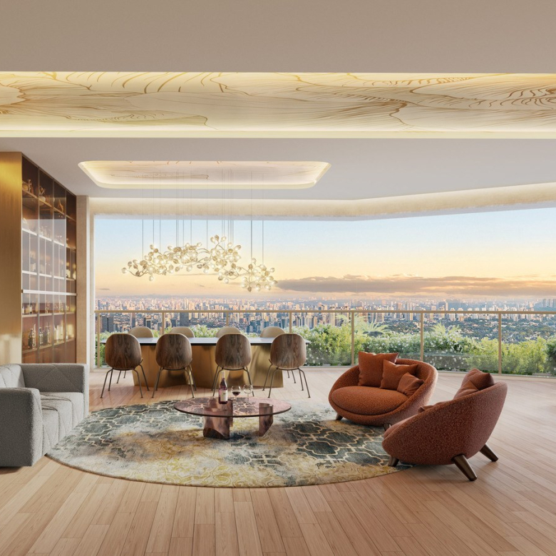 On The Sky Bela Cintra The Residences — On Bela Residences 169 m2 — perspectiva oficial do living