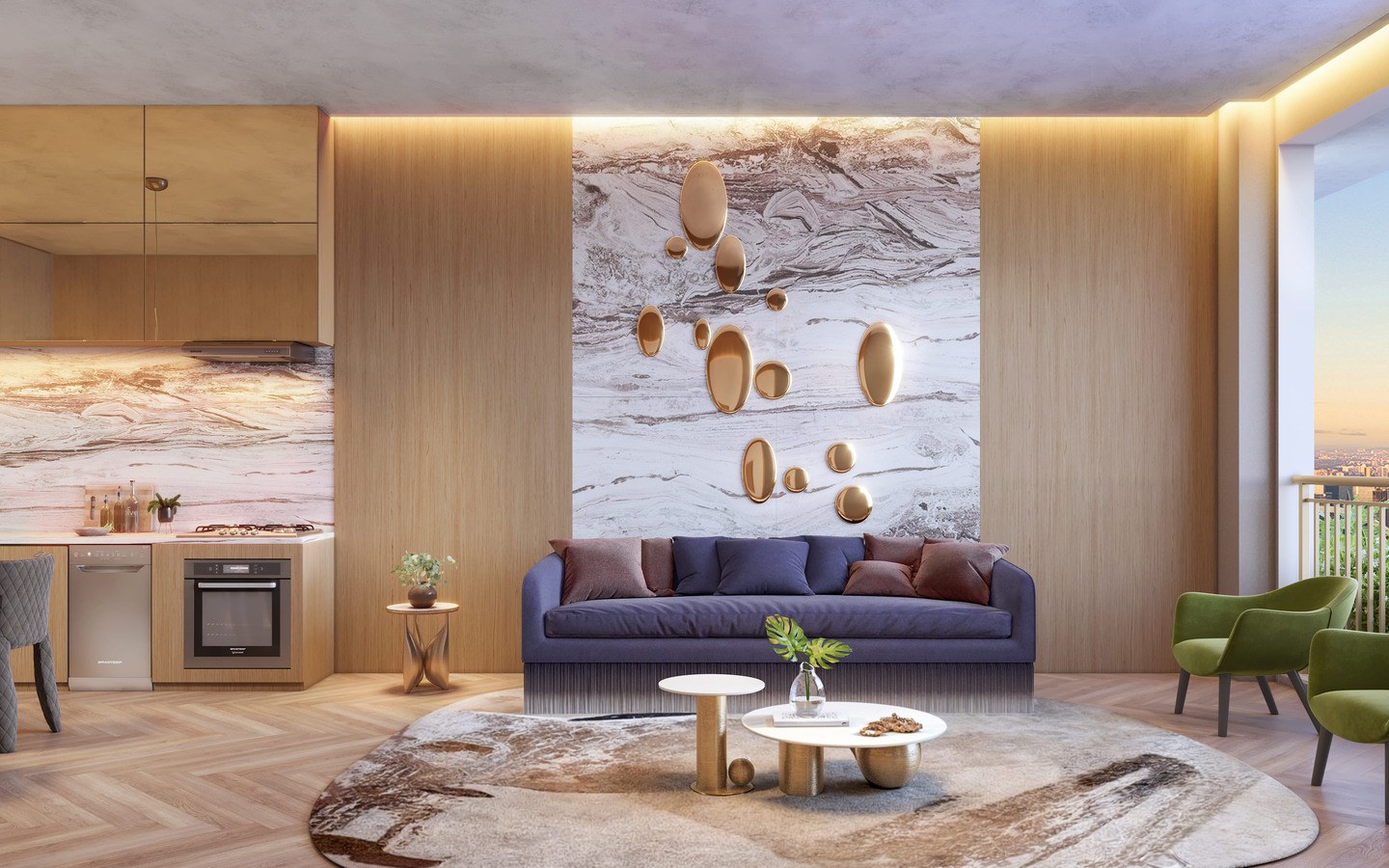 On The Sky Bela Cintra The Residences – Atendimento Especializado (11) 4237-8776 Perspectiva do living de 56 m² do On The Sky Bela Cintra The Residences