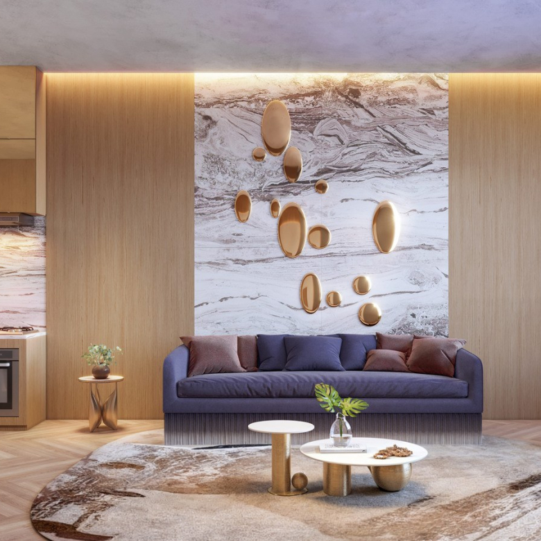 On The Sky Bela Cintra The Residences — On Bela Residences 56 m2 — perspectiva oficial do living