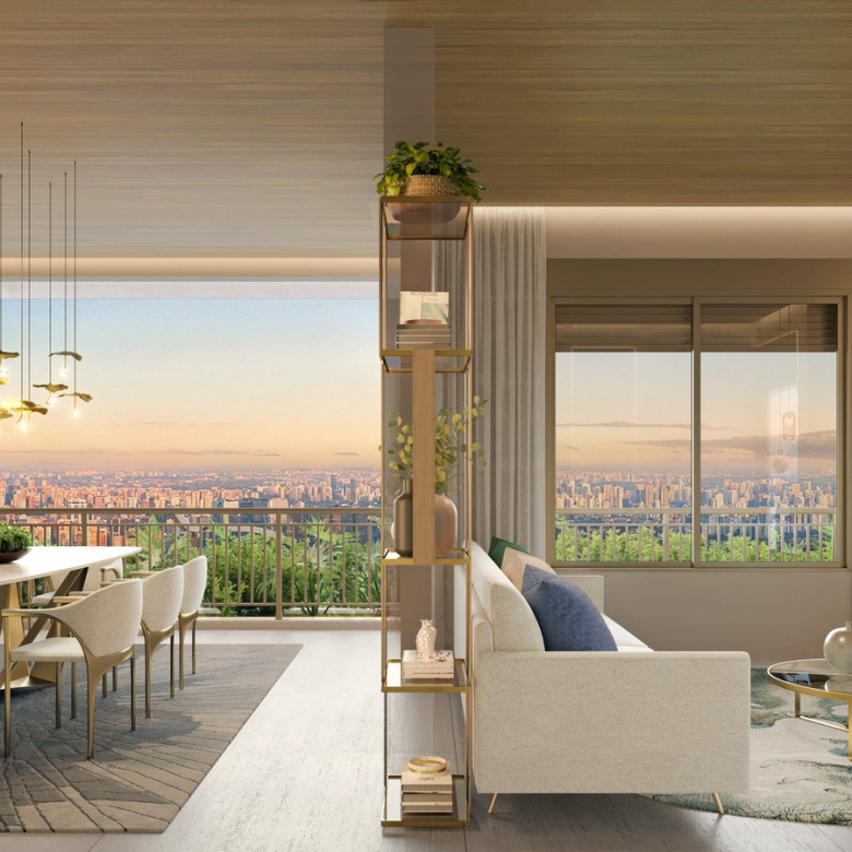 On The Sky Bela Cintra The Residences — On Bela Residences 82 m2 — perspectiva oficial do living