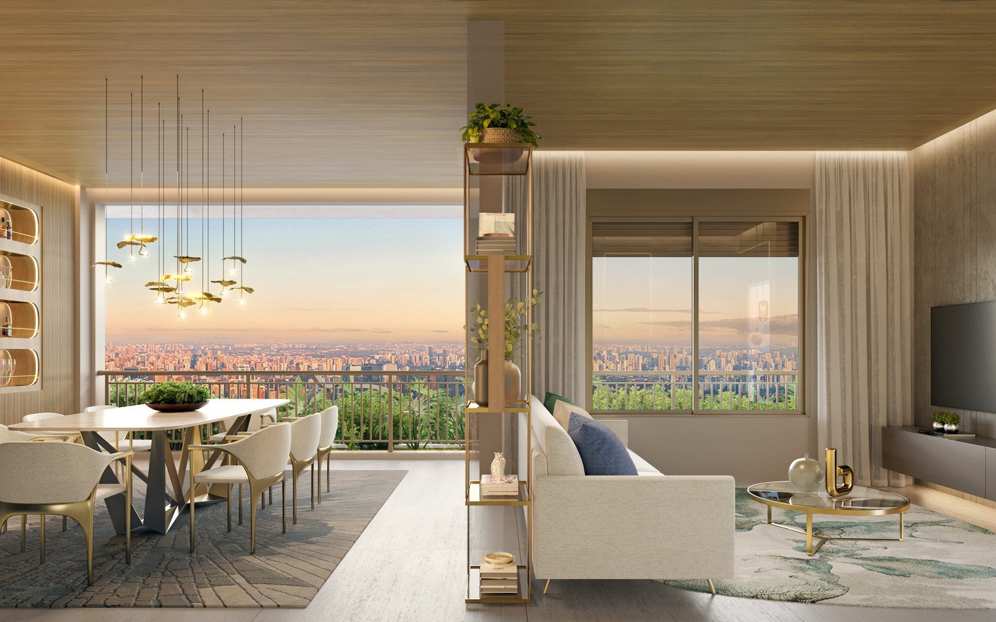 On The Sky Bela Cintra The Residences – Atendimento Especializado (11) 4237-8776 Perspectiva do living de 82 m² do On The Sky Bela Cintra The Residences