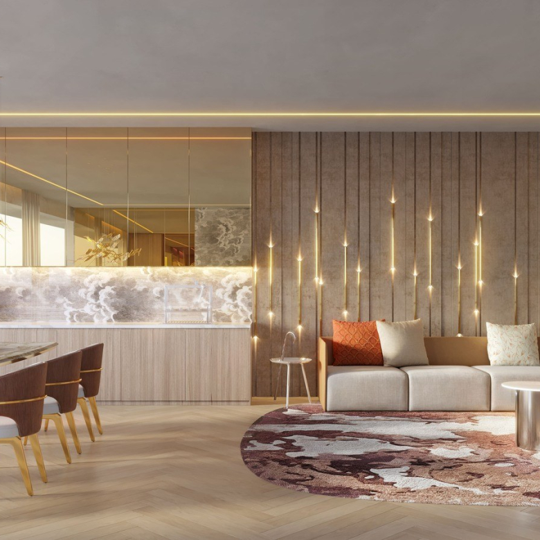 On The Sky Bela Cintra The Residences — On Bela Residences 102 m2 — perspectiva oficial do living