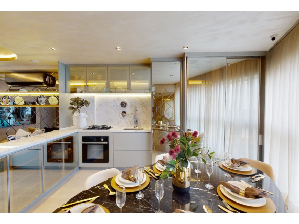 Cozinha do decorado de 77 m² do On The Sky Cyrela by YOO